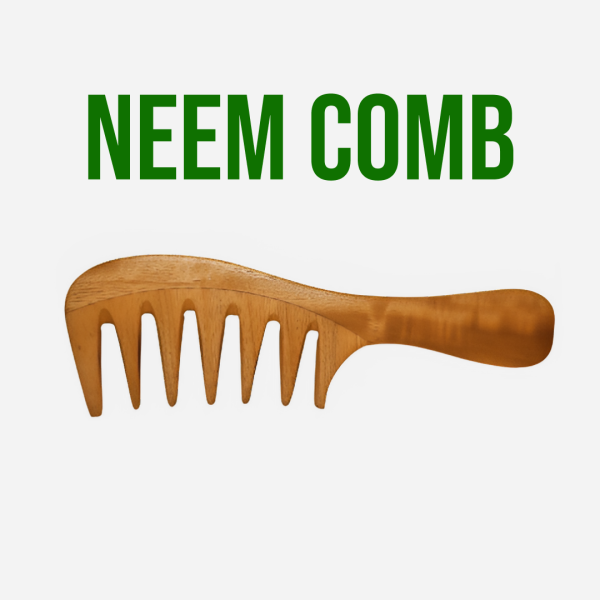 Rufiys Wide Tooth Neem Wood Comb with Handle for Curly Hair Detangling