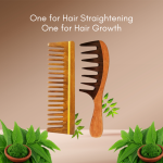Wooden Curly Hair Wide Tooth Comb | Hair Growth | Detangler Comb (PACK OF 2)