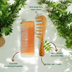 Rufiys Curly Hair Neem Wooden Comb for Women & Men | Wide Tooth Neem Wood Comb For Hair Growth | Dandruff Control | Detangle Comb Pack of 2