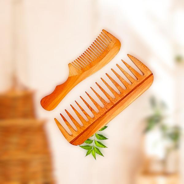 Rufiys Wooden Hair Wide Tooth Comb | Hair Growth | Anti Dandruff | Detangler Comb | Neem Wood Curly Hair Comb for Women & Men