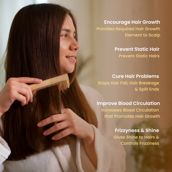 Rufiys Wooden Hair Wide Tooth Comb | Hair Growth | Anti Dandruff | Detangler Comb | Neem Wood Curly Hair Comb for Women & Men