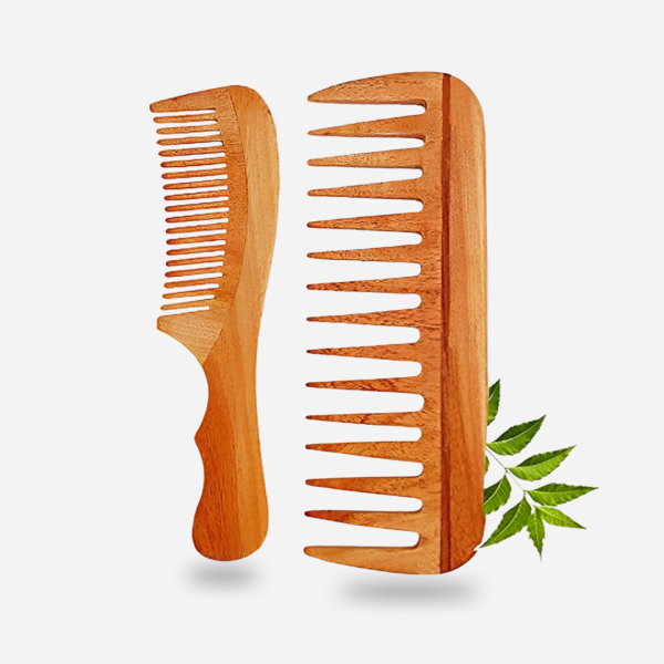Rufiys Wooden Hair Wide Tooth Comb | Hair Growth | Anti Dandruff | Detangler Comb | Neem Wood Curly Hair Comb for Women & Men