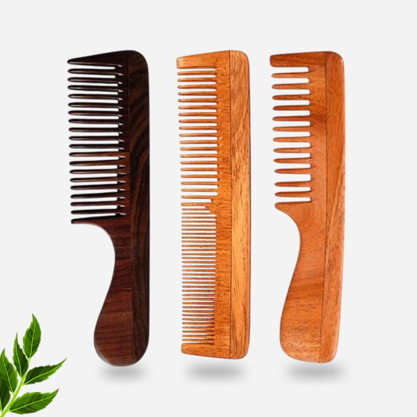 Rose Wood Comb Trio by Rufiys: Neem & Double Tooth for Women (Combo-3)