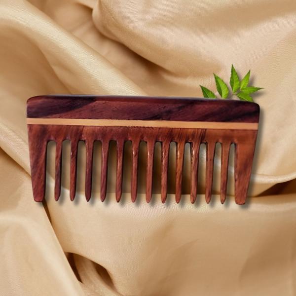 Rufiys Rose Wood Wide Tooth Comb – Small Size for Hair Growth