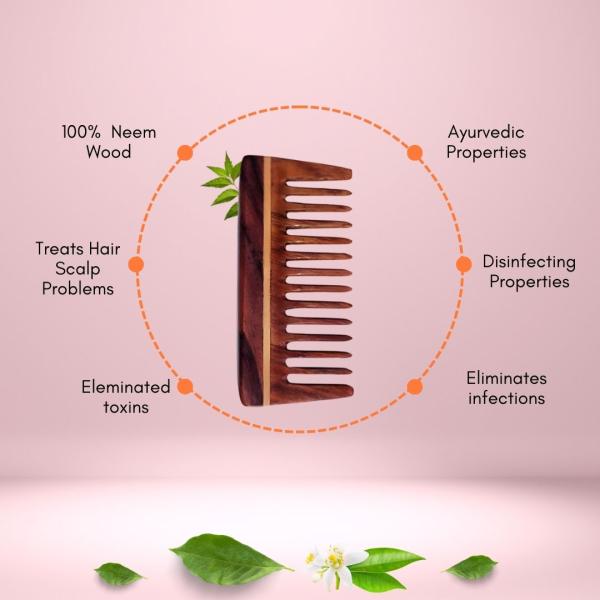 Rufiys Rose Wood Wide Tooth Comb – Small Size for Hair Growth