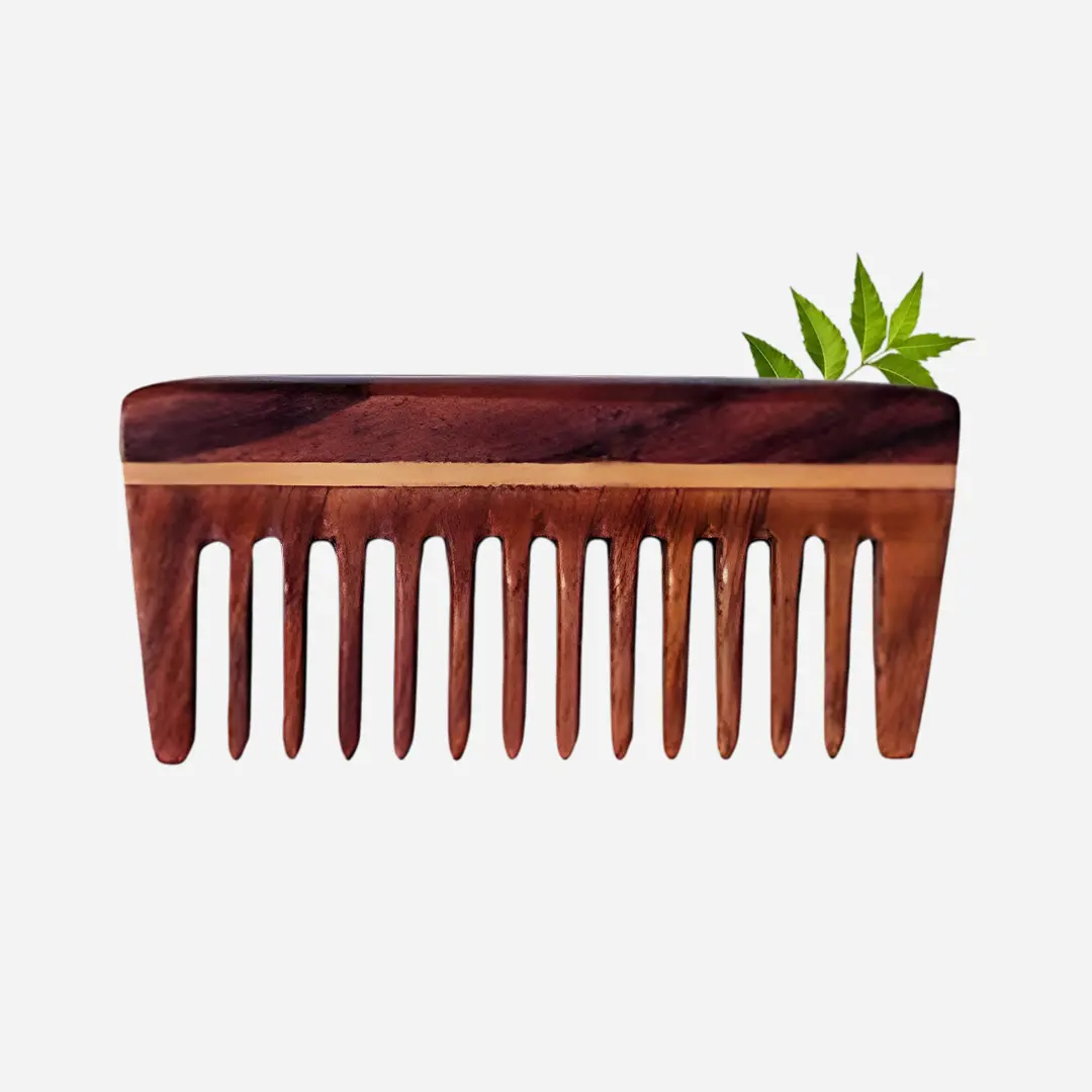 Rufiys Rose Wood Wide Tooth Comb – Small Size for Hair Growth