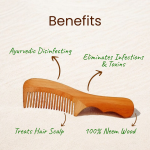 Rufiys Wooden Handle Neem Wood Comb for Men & Women Hair Growth, Anti dandruff & Styling Travel Comb
