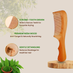 Rufiys Wooden Handle Neem Wood Comb for Men & Women Hair Growth, Anti dandruff & Styling Travel Comb