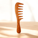 Rufiys Wide Tooth Neem Wood Comb with Handle for Curly Hair Detangling