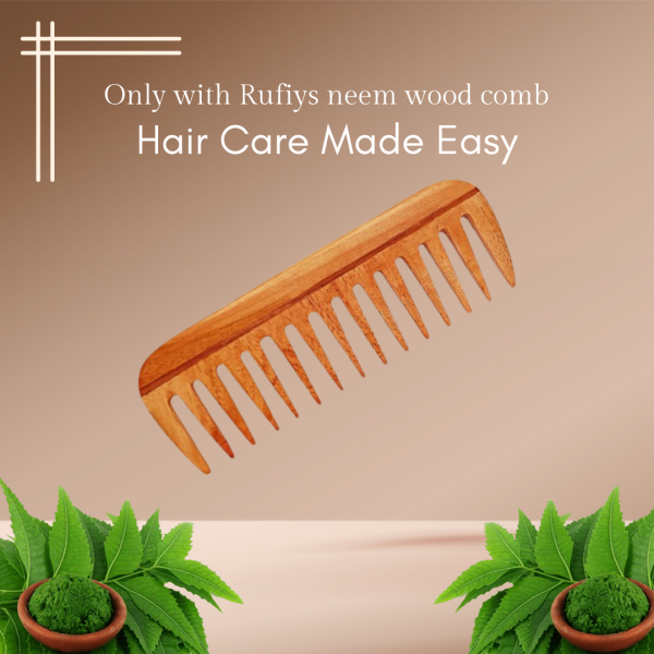 Wooden Curly Hair Wide Tooth Comb | Neem Wood Curly Hair Comb for Women & Men