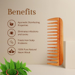 Wooden Curly Hair Wide Tooth Comb | Neem Wood Curly Hair Comb for Women & Men